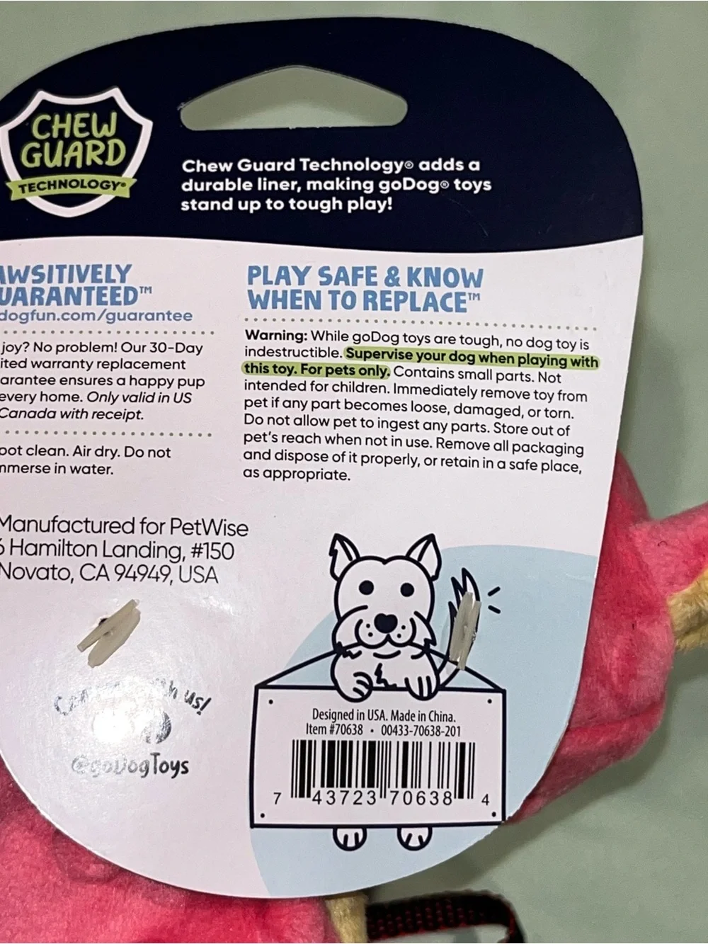 goDog Bubble Plush Dragons Squeaky Dog Toy